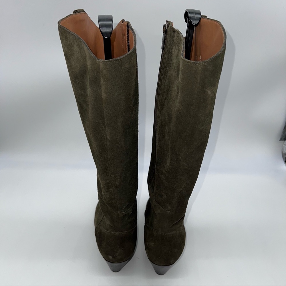 Urban Outfitters Duo Brand Olive Green Suede 2.5” Heeled Cowboy Boots Size 40EU - Picture 5 of 11